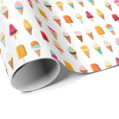 Ice Cream & Lollies Kleurrijk Koel Voedsel  Cadeaupapier (Rol Hoek)