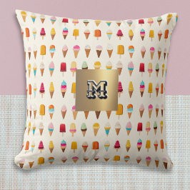 Ice Cream Lollies Monogrammed Retro Patroon Schatt Kussen