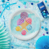 Ice Cream Lollipop en Snoep Papieren Bordje (Feest)