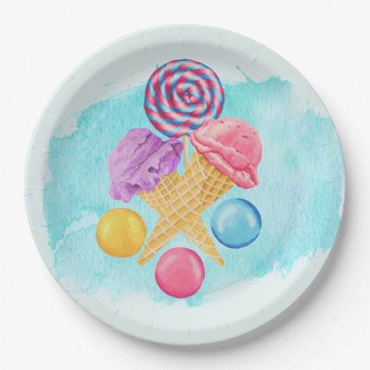 Ice Cream Lollipop en Snoep Papieren Bordje (Voorkant)