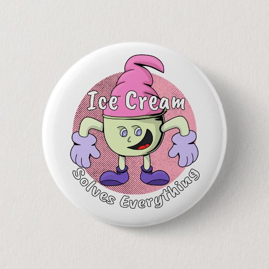 Ice Cream lost alles op Ronde Button 5,7 Cm (Voorkant)