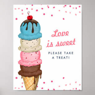 Ice Cream Love Is Sweet Neem een lekker Vrijgezell Poster