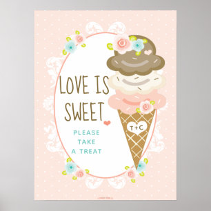 Ice Cream Love is Sweet. Neem een Treintteken. Poster