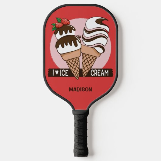 Ice Cream Lover, aangepaste naam en kleur Pickleball Paddle (Voorkant)