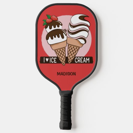 Ice Cream Lover, aangepaste naam en kleur Pickleball Paddle (Achterkant)