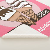 Ice Cream Lover aangepaste naam en kleurendekens Sherpa Deken (3/4)