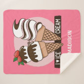 Ice Cream Lover aangepaste naam en kleurendekens Sherpa Deken (Voorkant (horizontaal))