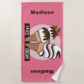 Ice Cream Lover aangepaste naam en kleurenhanddoek Strandlaken (Voorkant)