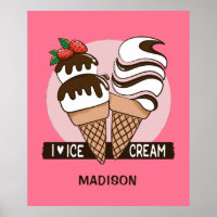 Ice Cream Lover, aangepaste naam en poster voor kl