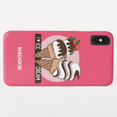 Ice Cream Lover, aangepaste naam en telefoongespre Case-Mate iPhone Case (Achterkant (horizontaal))
