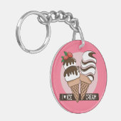 Ice Cream Lover aangepaste tekst- en kleurenkleutk Sleutelhanger (Voorkant Links)