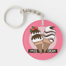 Ice Cream Lover aangepaste tekst- en kleurenkleutk Sleutelhanger