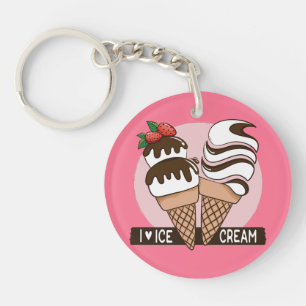Ice Cream Lover aangepaste tekst- en kleurenkleutk Sleutelhanger