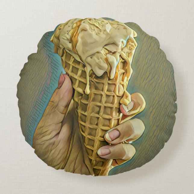 Ice cream lover gift rond kussen (Voorkant)