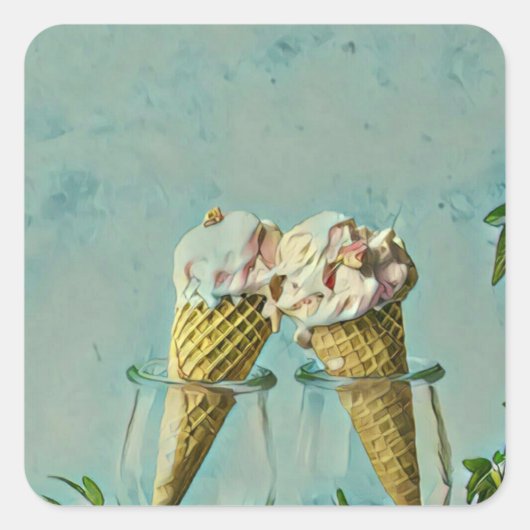 Ice cream lover gift vierkante sticker (Voorkant)
