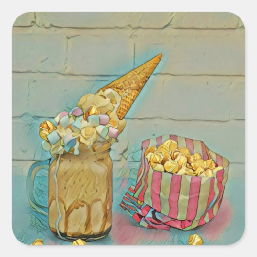 Ice cream lover gift vierkante sticker (Voorkant)