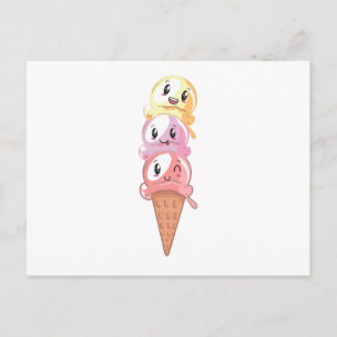 Ice Cream Lover Kawaii Waffle Ice Cream Cone Briefkaart