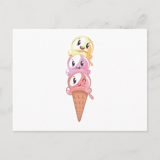 Ice Cream Lover Kawaii Waffle Ice Cream Cone Briefkaart (Voorkant)