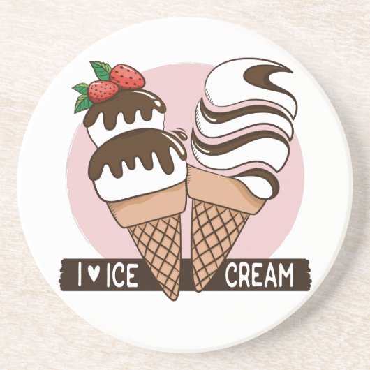 Ice Cream Lover zandsteen onderzetter (Voorkant)