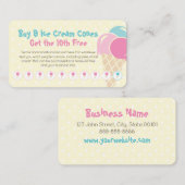 Ice Cream Loyalty Stamp Punch Kaart - Koop 9 Krijg (Voorkant / Achterkant)