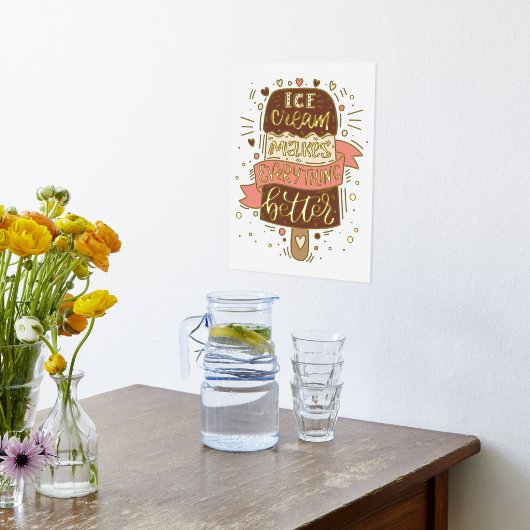 Ice Cream maakt alles beter - Lettering Folie Afdrukken
