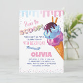 Ice Cream Meisje Verjaardagsfeest Uitnodiging (Staand voorkant)