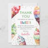 Ice Cream Meisjes Verjaardagsfeest Bedankkaart (Voorkant)