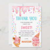 Ice Cream Meisjes Verjaardagsfeest Bedankkaart (Voorkant)