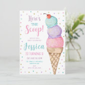 Ice Cream Meisjes Verjaardagsfeest Kaart (Staand voorkant)