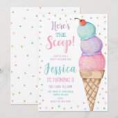 Ice Cream Meisjes Verjaardagsfeest Kaart (Voorkant / Achterkant)