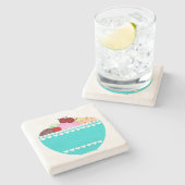 Ice Cream met Cherries Stone Onderzetter (Zijkant)