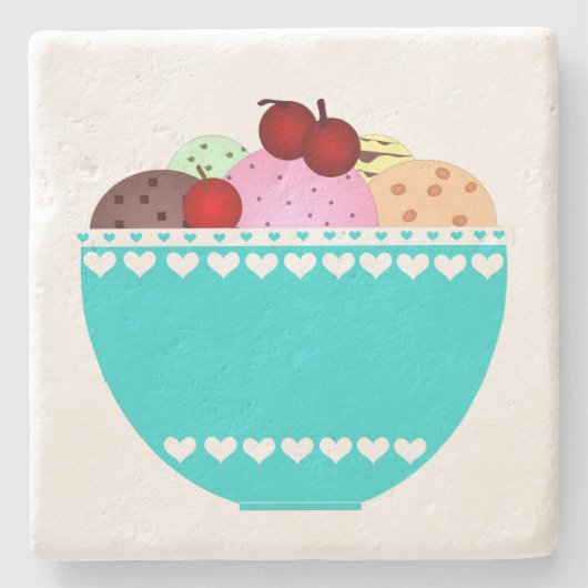 Ice Cream met Cherries Stone Onderzetter (Voorkant)