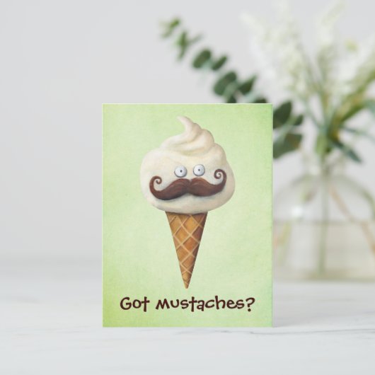 Ice Cream met Mustaches Briefkaart (Staand voorkant)