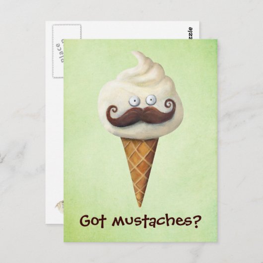 Ice Cream met Mustaches Briefkaart (Voorkant / Achterkant)