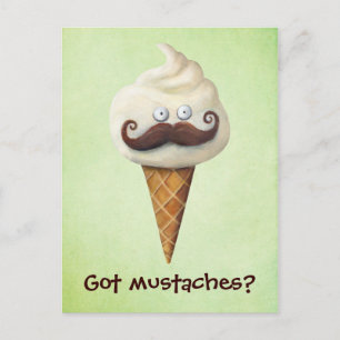 Ice Cream met Mustaches Briefkaart