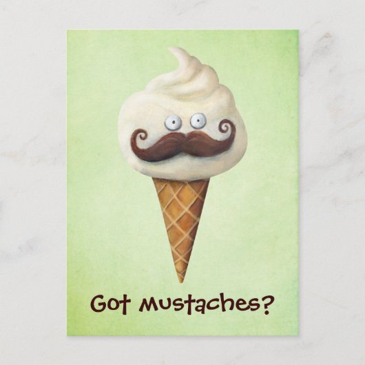 Ice Cream met Mustaches Briefkaart (Voorkant)
