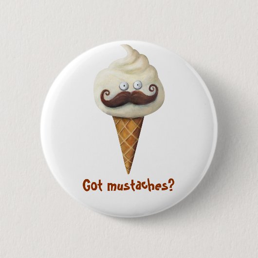 Ice Cream met Mustaches Ronde Button 5,7 Cm (Voorkant)