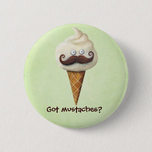 Ice Cream met Mustaches Ronde Button 5,7 Cm