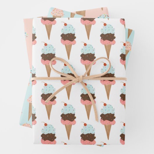 Ice Cream met springen Moderne, kleurrijke Cute Gi Inpakpapier Vel (In situ)
