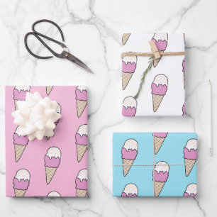 Ice Cream met springen Moderne, kleurrijke Cute Gi Inpakpapier Vel