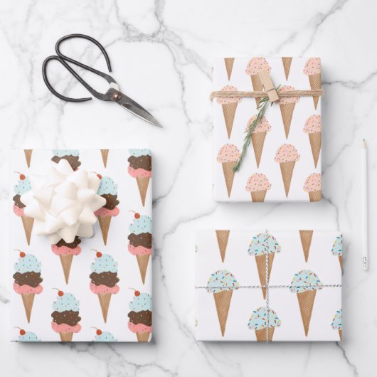 Ice Cream met springen Moderne, kleurrijke Cute Gi Inpakpapier Vel (Voorkant)
