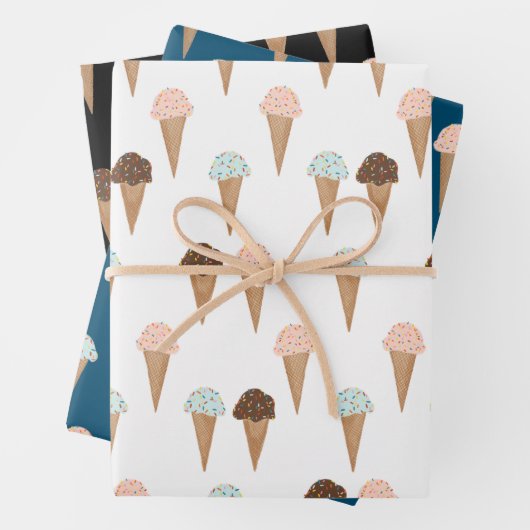 Ice Cream met springen Moderne, kleurrijke Cute Gi Inpakpapier Vel (In situ)