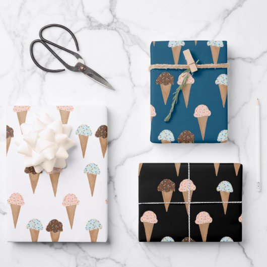 Ice Cream met springen Moderne, kleurrijke Cute Gi Inpakpapier Vel (Voorkant)