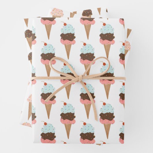 Ice Cream met springen Moderne, kleurrijke Cute Gi Inpakpapier Vel (In situ)