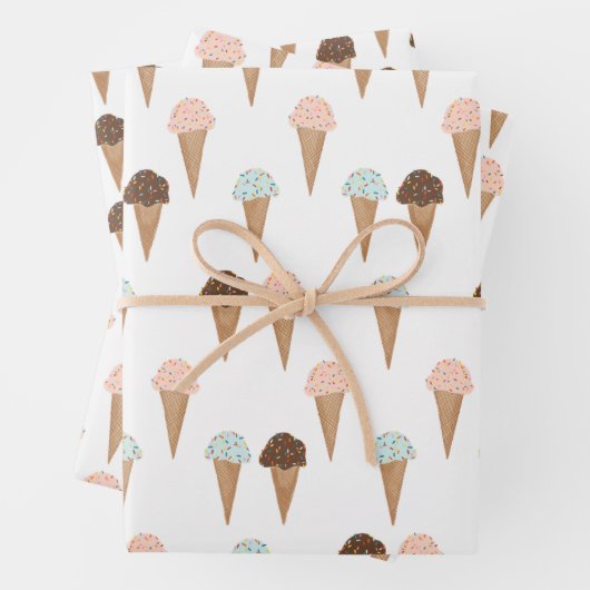 Ice Cream met springen Moderne, kleurrijke Cute Gi Inpakpapier Vel (In situ)