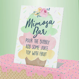 Ice Cream Mimosa Bridal of Baby shower Reclamebord Met Voetstuk
