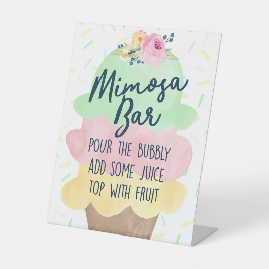 Ice Cream Mimosa Bridal of Baby shower Reclamebord Met Voetstuk (Voorkant)