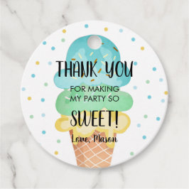 Ice Cream Mint Blue Yellow Sweet Boy Birthday Bedankjes Labels