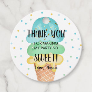 Ice Cream Mint Blue Yellow Sweet Boy Birthday Bedankjes Labels