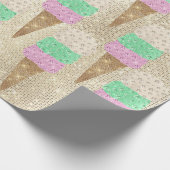 Ice Cream Mint Green Pink Ivory Metallic Sparkly Cadeaupapier (Hoek)